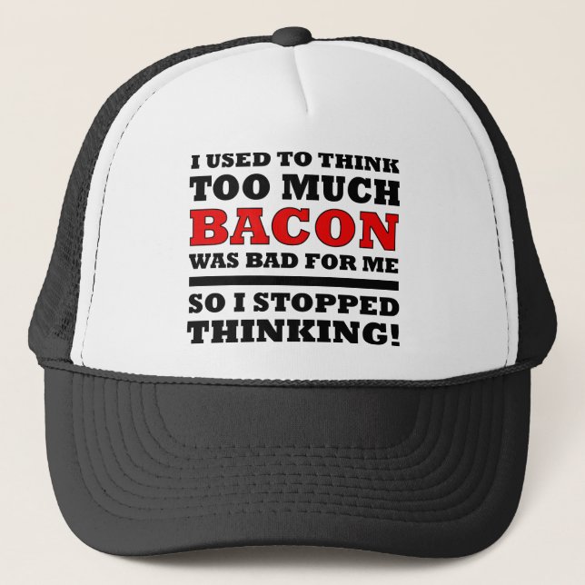 För mycket Bacon Funny Boll Cap-Truckerkeps Truckerkeps (Framsida)