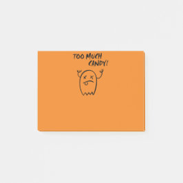För mycket Candy Halloween Ghost Monotone Post-it Block