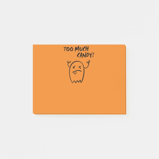 För mycket Candy Halloween Ghost Monotone Post-it Block (Framsida)