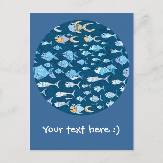 För mycket fiskvykort vykort (Framsida)