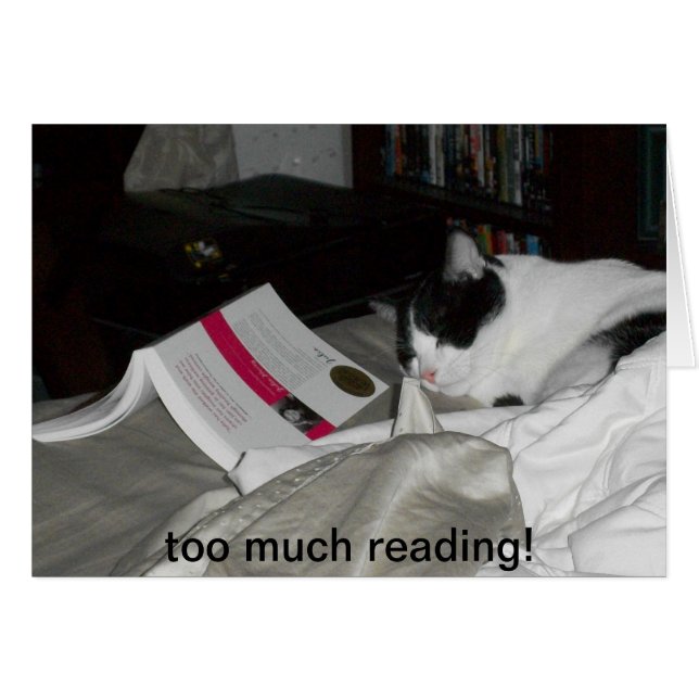 för mycket läsning hälsningskort (Framsidan Horizontal)