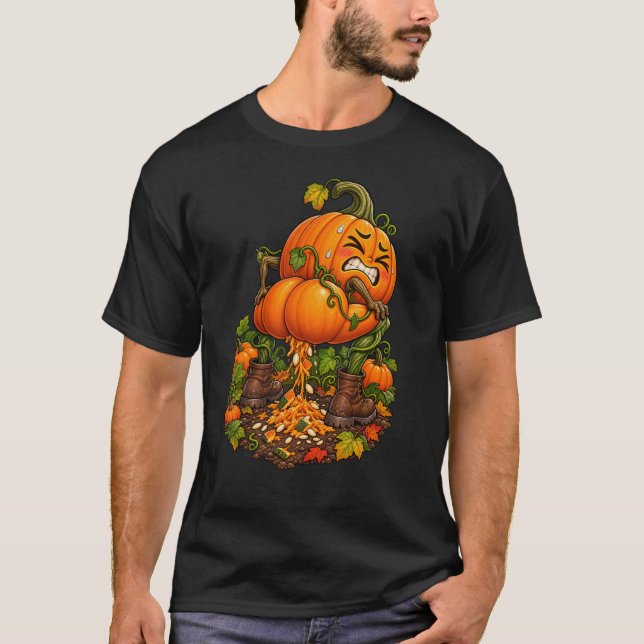 För mycket pumpa-spice Roligt hösttema T Shirt (Framsida)