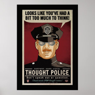 För mycket som tänker tankepolisaffischen poster