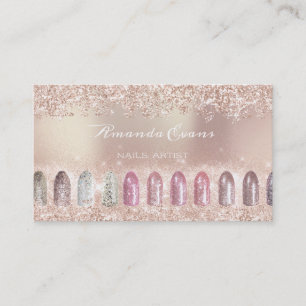 För nagelkonstnär för glitter rosa guld- Manicu Tidsbeställning Kort