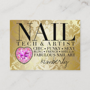 För nagelTech för 311 Tres chic damastast hjärt Tidsbeställning Kort