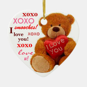För nallevalentin för XOXO romantisk hjärta Julgransprydnad Keramik