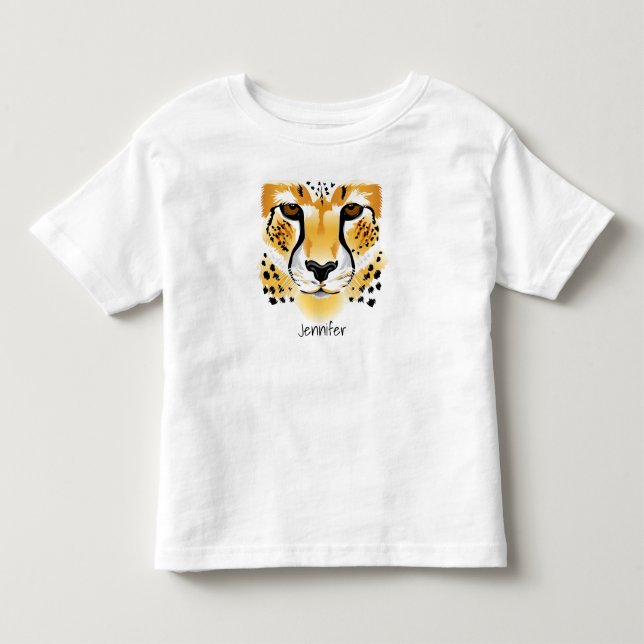 för närbildillustration för cheetah head småbarn tee shirt (Framsida)