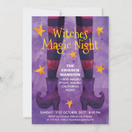 För natthalloween fest för häxor magisk inbjudan