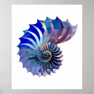 För Nautilussnäcka för polygon mosaiska blått & Poster
