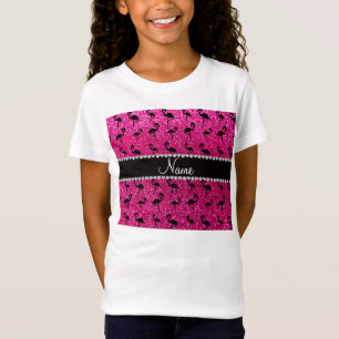 För neonshock rosa för personlig kända flamingo tee shirt