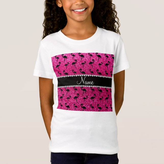 För neonshock rosa för personlig kända flamingos tee (Framsida)