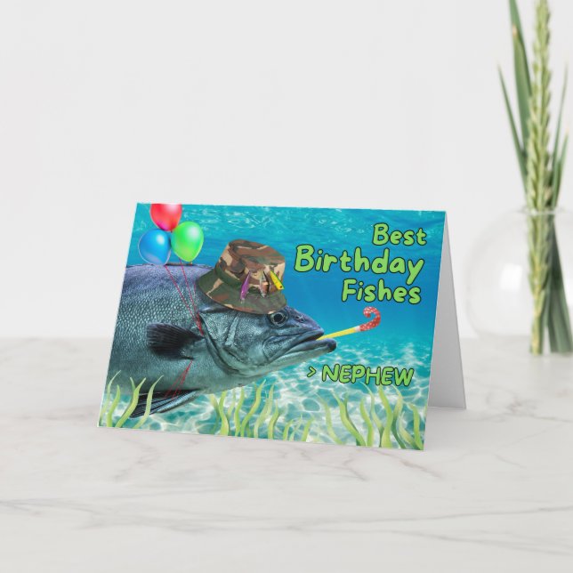 För Nephew Birthday Fish Redo till Party Kort (Framsida)