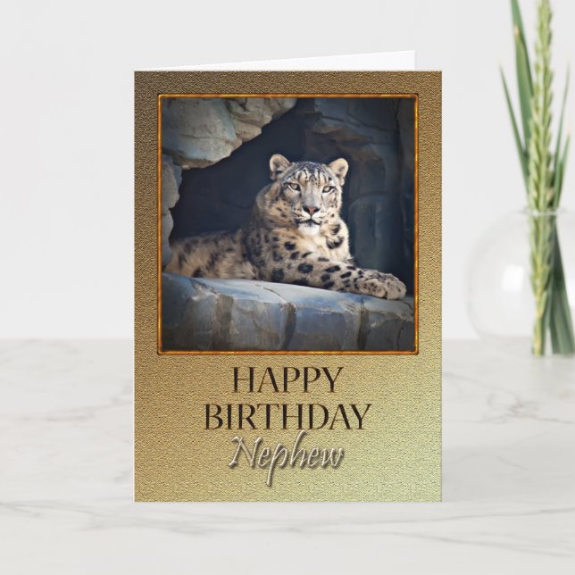 För Nephew en födelsedag med snö leopard Kort (Framsida)