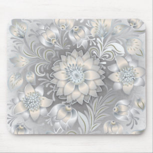 För neutraltgrått för shabby chic blom- silver för musmatta
