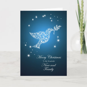 För Niece och familjen, Dove of peace God Jul Helgkort