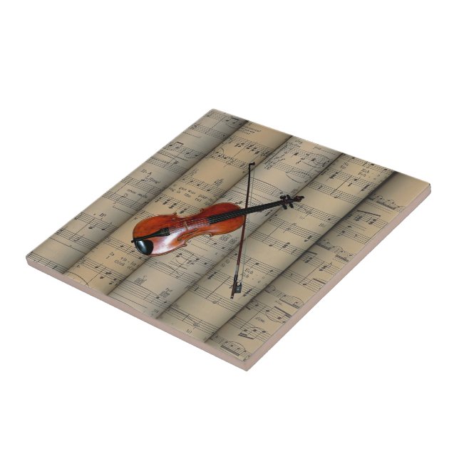 För notbladbakgrund för fiol ~ rullande musikal kakelplatta (Sidan)