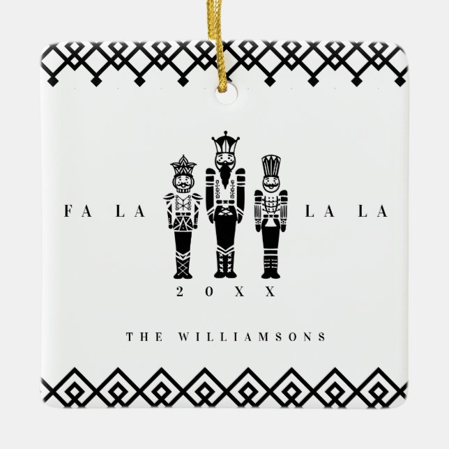 För nötknäpparefoto för svart & för vit moderiktig julgransprydnad keramik (Framsida)