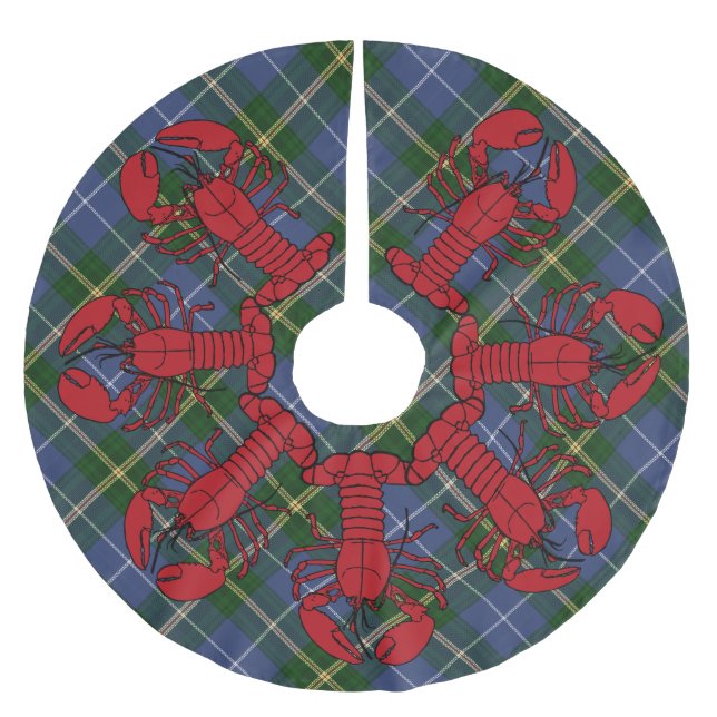 För Nova Scotia för trädkjoljul hummer tartan Julgransmatta Borstad Polyester (Framsidan)