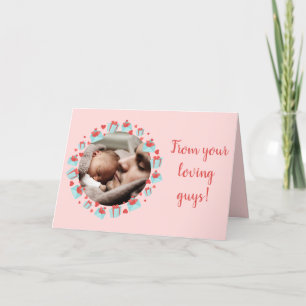 För ny mamma-rosa-hjärtpresente-post på Alla hjärt Helgkort