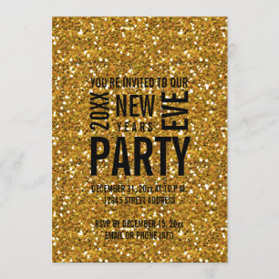 För nyårsaftonparty för guld- glitter modern inbjudningar