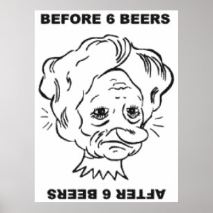 För och efter 6 öl poster