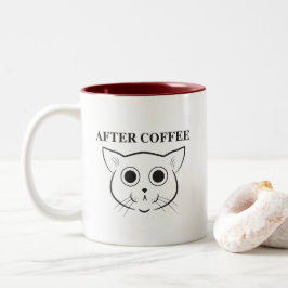 För och efter kaffekattmugg Två-Tonad mugg