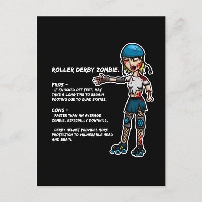 För- och nackdelar Roller Derby Zombie Vykort (Framsida)