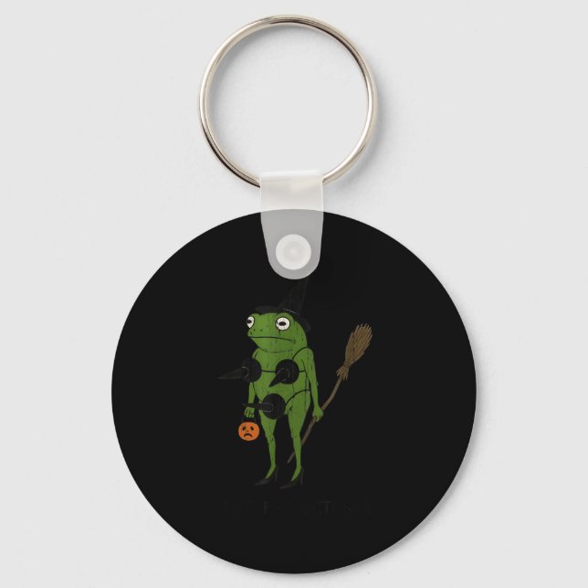 For October, Funny Halloween, Funny Witch Frog  Nyckelring (Framsida)
