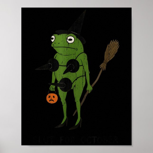 For October, Funny Halloween, Funny Witch Frog  Poster (Framsidan)