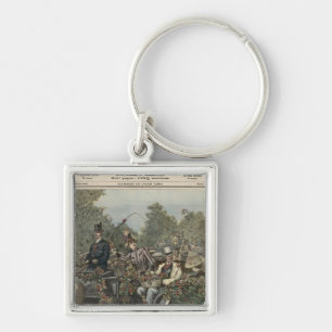 För offren av arbetsuppgiften fyrkantig silverfärgad nyckelring