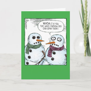 För ögajul för snögubbe öppet kort för humor