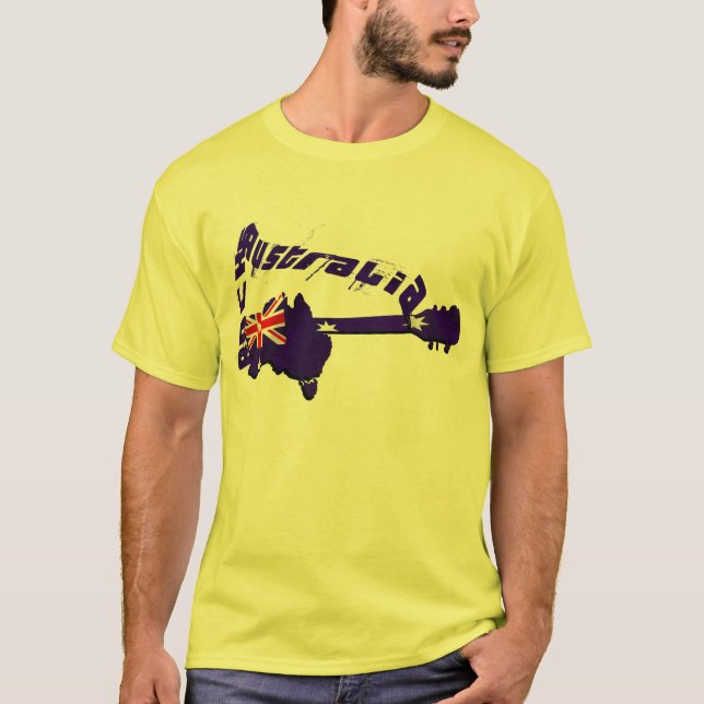 För Oi uns för Australien stenAussie gitarr T Shirt (Framsida)