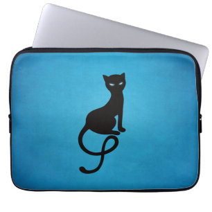 För ondskasvart för blått artig katt laptop sleeve