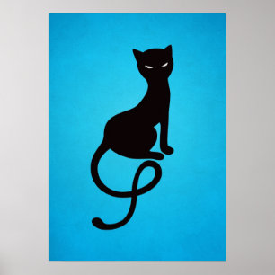 För ondskasvart för blått artig katt poster