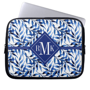 För orangeabstrakt för Monogram blommönster Laptop Fodral