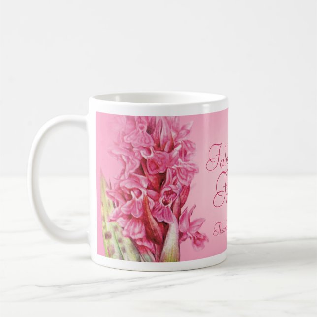 För orchidtack "för sagolik vän" rosa mugg (Vänster)