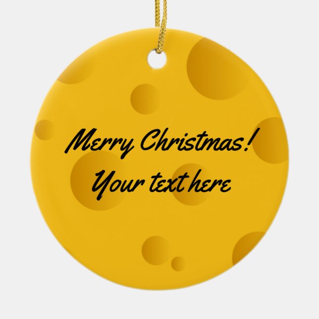 För ostfoto för anpassningsbar gul schweizisk julgransprydnad keramik (Framsidan)