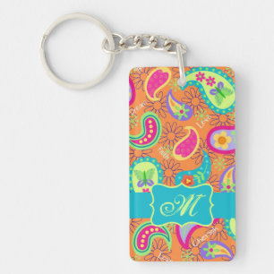 För Paisley för orange turkos modern Monogram