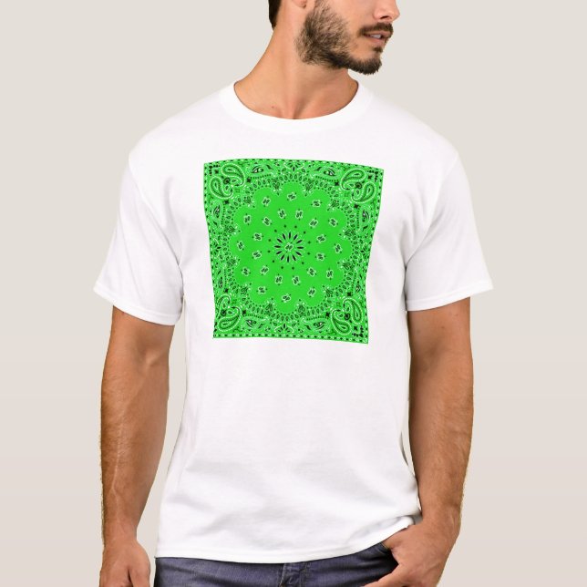 För Paisley för vår grönt tryck för Scarf westernt Tee Shirt (Framsida)