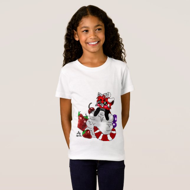 För Pandaflickor för Sweety röd T-tröja Tee Shirt (Hel framsida)