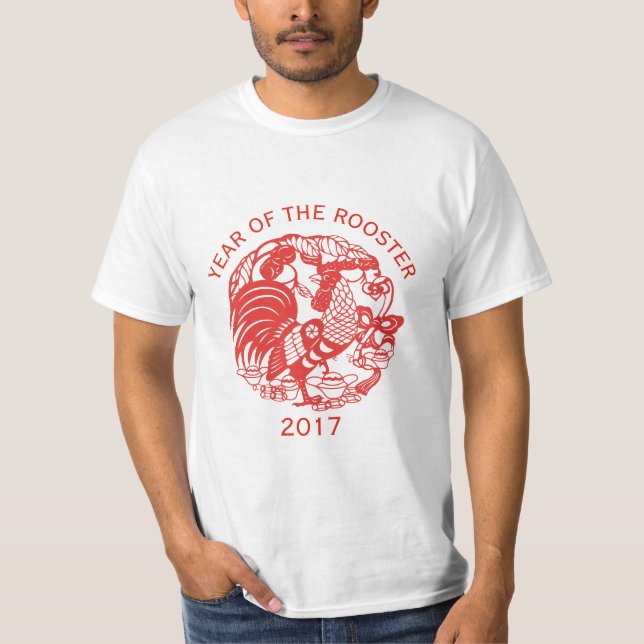 För Papercut för anpassade kinesiskt år tupp 2017 Tee (Framsida)