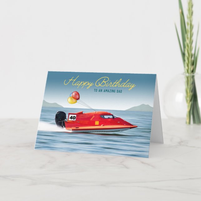 För pappa 40-årsdag högpresterande båt kort (Framsida)