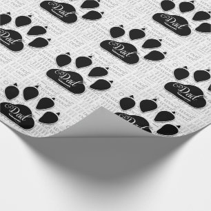 för PAPPA Black Hund Tass på Woof Background Presentpapper