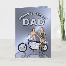 För pappa, födelsedag med flickor och motorcykel kort