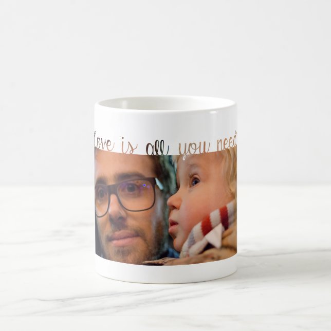 För Pappa - Kärlek är All White Modern Photo Templ Kaffemugg (Center)