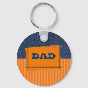 För Pappa på Fars dag. Denim Mönster Gift Nyckelring