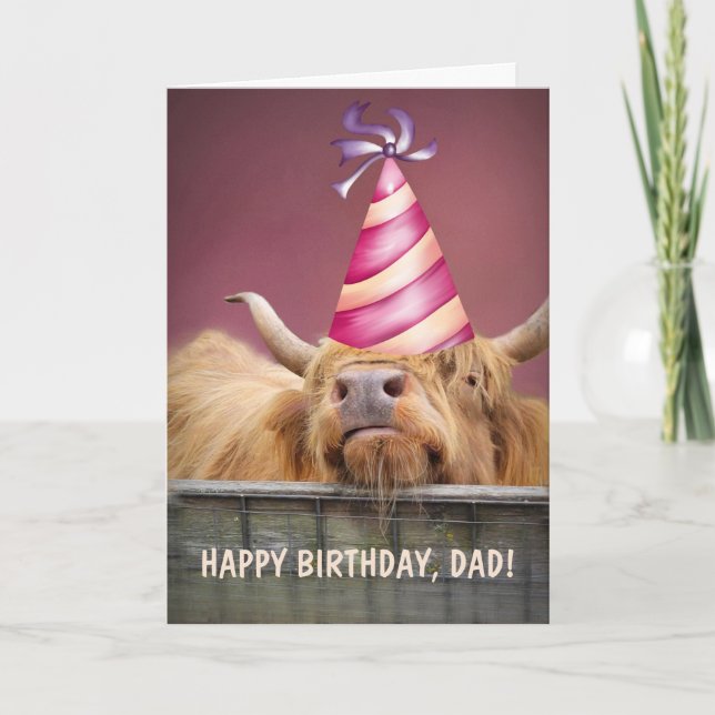 För Pappa Party Steer Birthday Foleting Card Kort (Framsida)