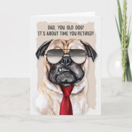 för PAPPA Pension Funny Pug Hund Red Necktie Kort