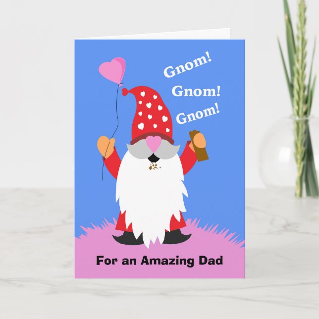 För Pappa Valentindagen Cute Gnome Chocolate Kort (Framsida)