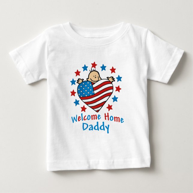 För pappababy för välkomnande hem- hjärta t-shirt (Framsida)